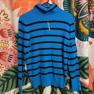NWT talbots blue striped turtleneck sweater - medium